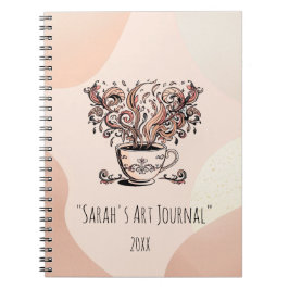 Caderno Espiral Custom Boho Botanical Coffee Art Spiral Journal