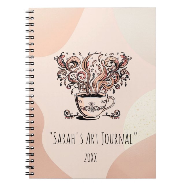 Caderno Espiral Custom Boho Botanical Coffee Art Spiral Journal (Frente)