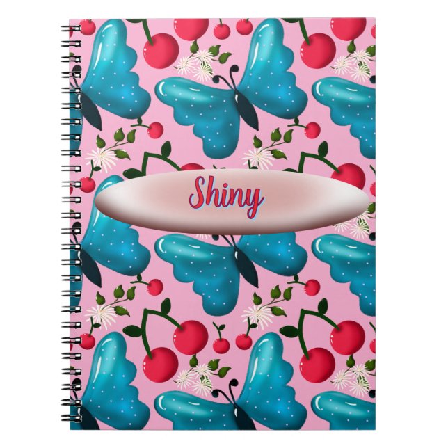 Caderno Espiral Custom butterfly floral pattern gift  (Frente)