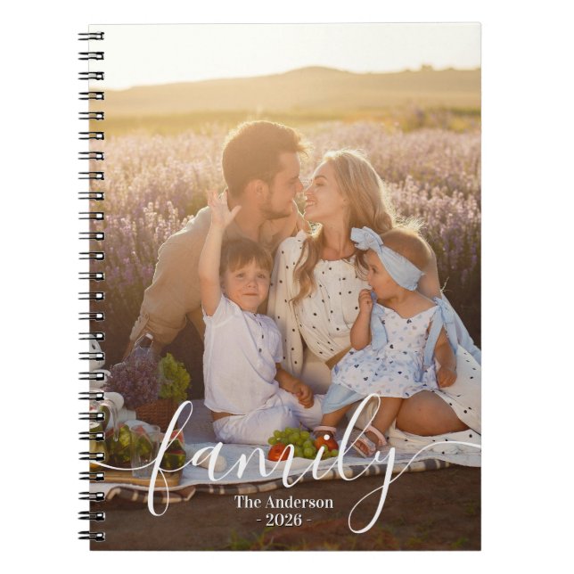 Caderno Espiral Custom Family Photo – Personalized Last Name  (Frente)