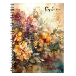 Caderno Espiral Custom Floral Watercolor Notebook Journal