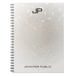 Caderno Espiral Custom Glamorous Modern Monogram Elegant Template