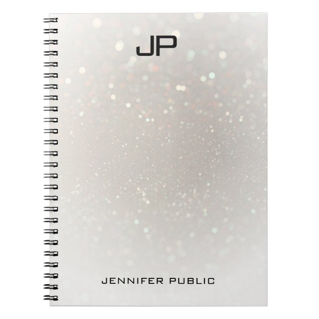Caderno Espiral Custom Glamorous Modern Monogram Elegant Template (Frente)