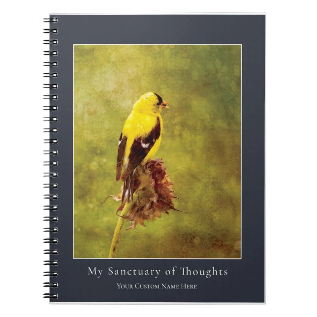 Caderno Espiral Custom Goldfinch Notebook | Moody Bird Art Journal (Frente)