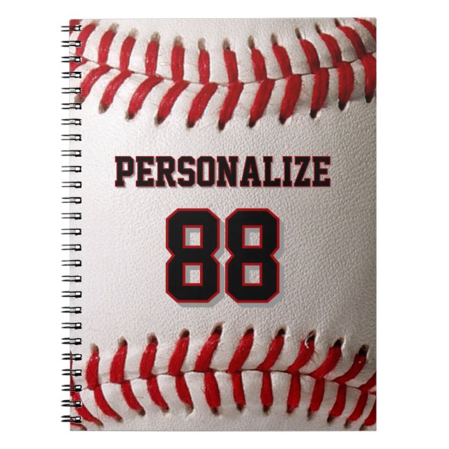 Caderno Espiral Custom Jersey Number & Name Baseball Player Design (Frente)