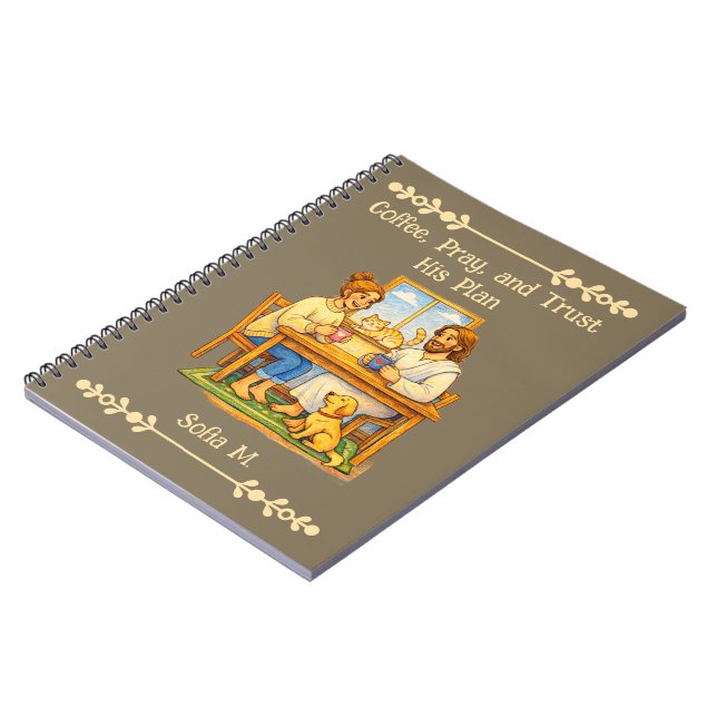 Caderno Espiral Custom Jesus & Coffee Crayon Art Prayer Journal (Left Side)