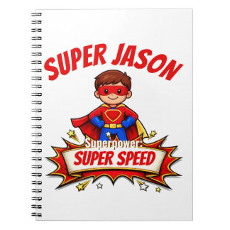 Caderno Espiral Custom Kids Superhero Name & Superpower