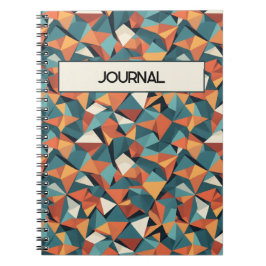 Caderno Espiral Custom Mid-Century Geometric Teal & Orange Pattern