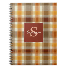 Caderno Espiral Custom Monogram Gingham Style Pattern
