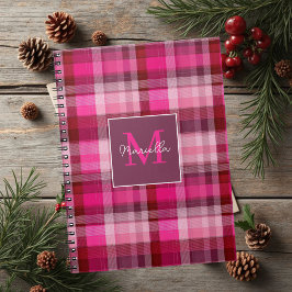 Caderno Espiral Custom Monogram Gingham Style Pattern