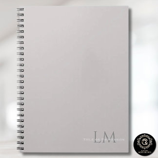 Caderno Espiral Custom Monogram Gray Taupe Notebook