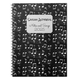 Caderno Espiral Custom Music Notes Pattern
