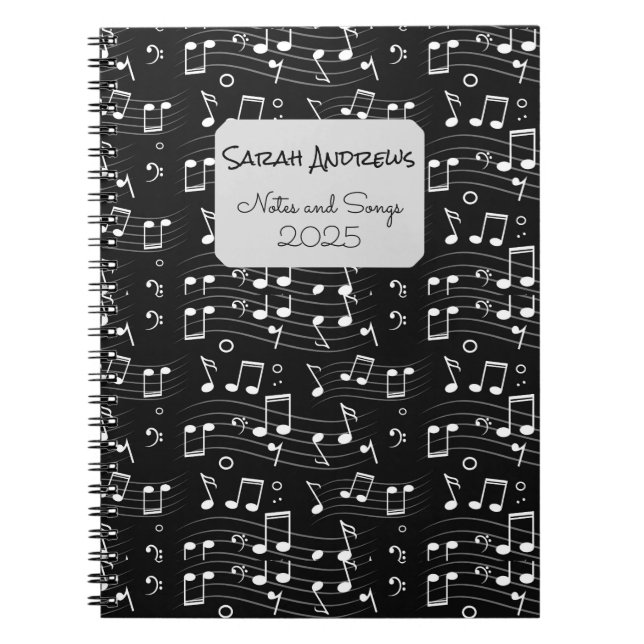 Caderno Espiral Custom Music Notes Pattern (Frente)