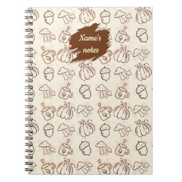 Caderno Espiral Custom Name Autumn Pattern Spiral Notebook