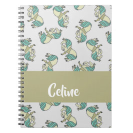 Caderno Espiral Custom name cute horses pattern