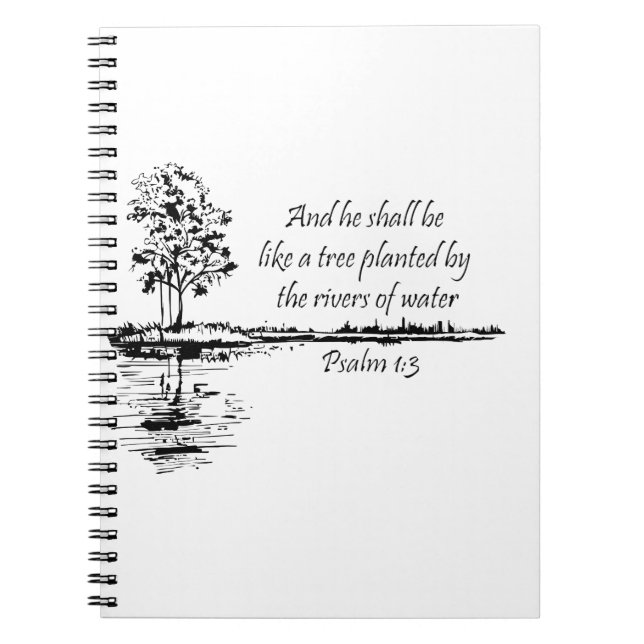 Caderno Espiral Custom Name Encouraging Scripture Psalm 1:3  (Frente)