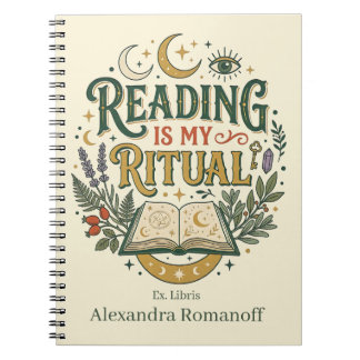 Caderno Espiral Custom Name Ex Libris Reading Is My Ritual