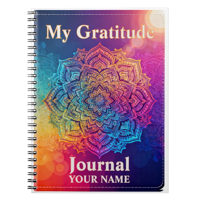 Caderno Espiral Custom Name Mandala Gratitude Journal (Frente)