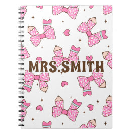 Caderno Espiral Custom Name Pencil Coquette Bow 
