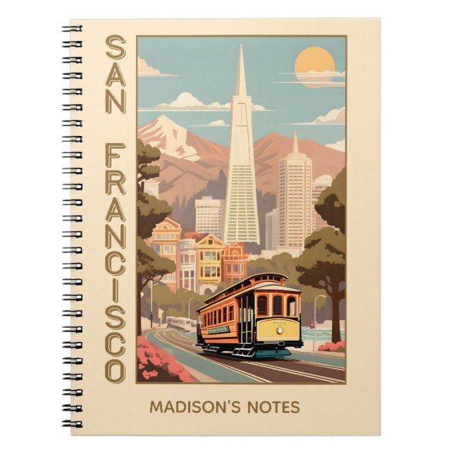 Caderno Espiral Custom Name Retro San Francisco (Frente)