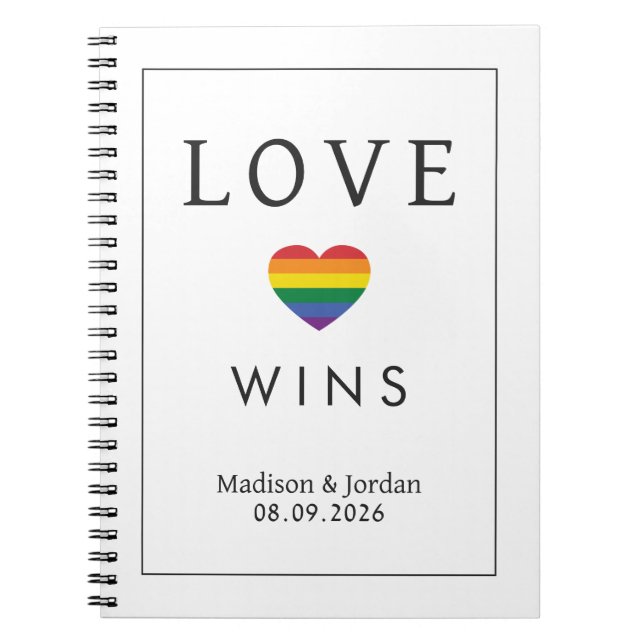 Caderno Espiral Custom Names / Text Rainbow LOVE (Frente)