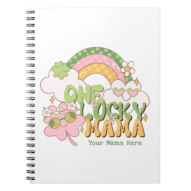Caderno Espiral Custom One Lucky Mama Cute Retro Groovy (Frente)