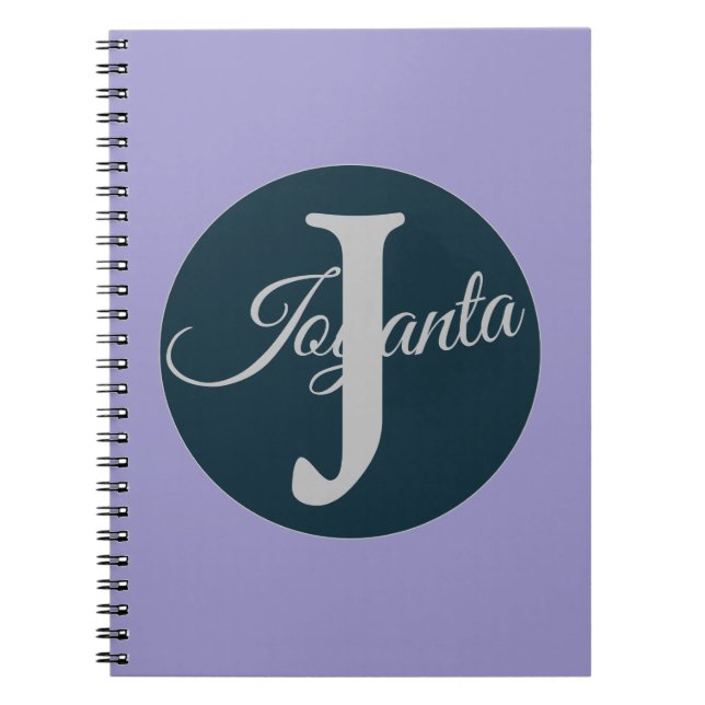 Caderno Espiral Custom  orange greay blue Monogram Elegant (Frente)