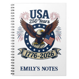 Caderno Espiral Custom Patriotic American Eagle 250 Years