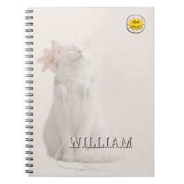 Caderno Espiral Custom photo cat pet silver notebook