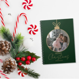 Caderno Espiral custom photo collage Merry Christmas bauble
