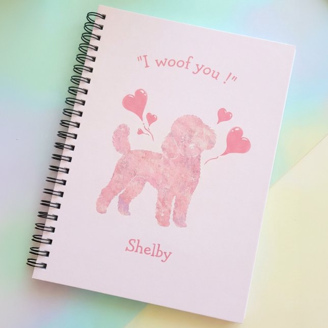 Caderno Espiral Custom Pink Poodle | Personalized Journal Gift (Criador carregado)