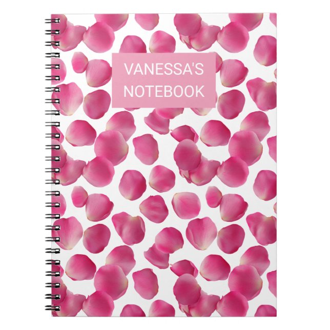 Caderno Espiral Custom Pink Rose Petals Pattern (Frente)