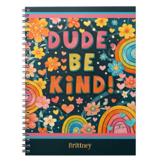 Caderno Espiral Custom Rainbow Colorful Dude Be Kind Happy