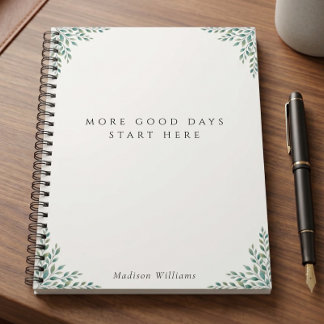 Caderno Espiral Custom Sage Green Botanical Self Care Quote Trendy