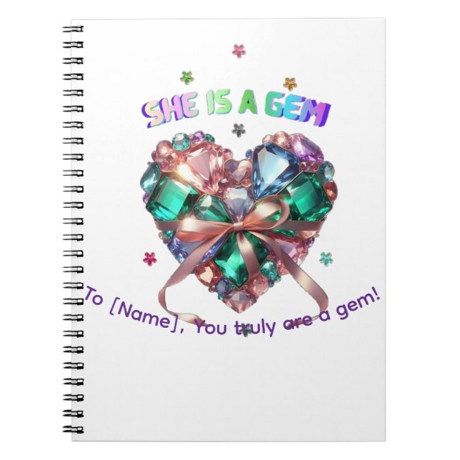 Caderno Espiral Custom She Is A Gem Heart Gemstone Gift (Frente)
