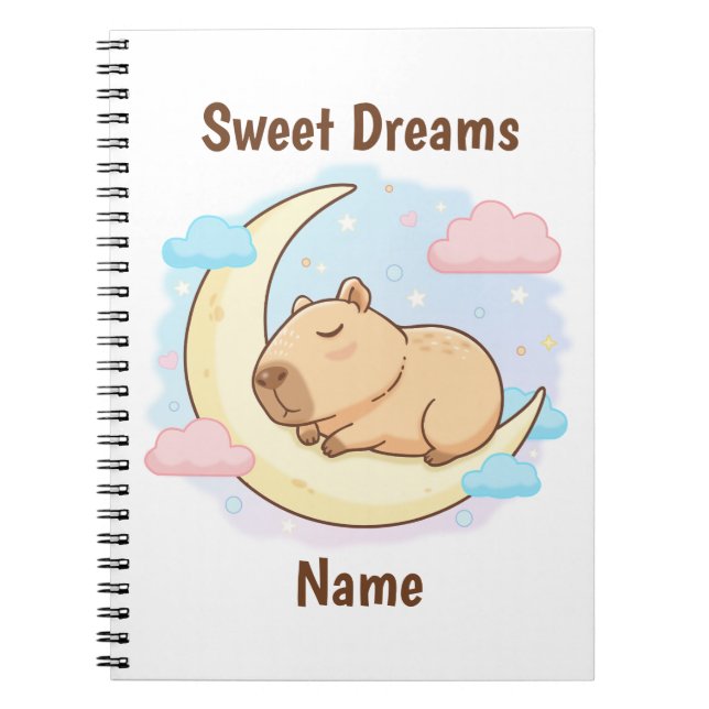Caderno Espiral Custom Sweet Dreams Capybara Notebook (Frente)