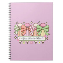 Custom Teacher Name Notebook | Cute Bow Teacher
