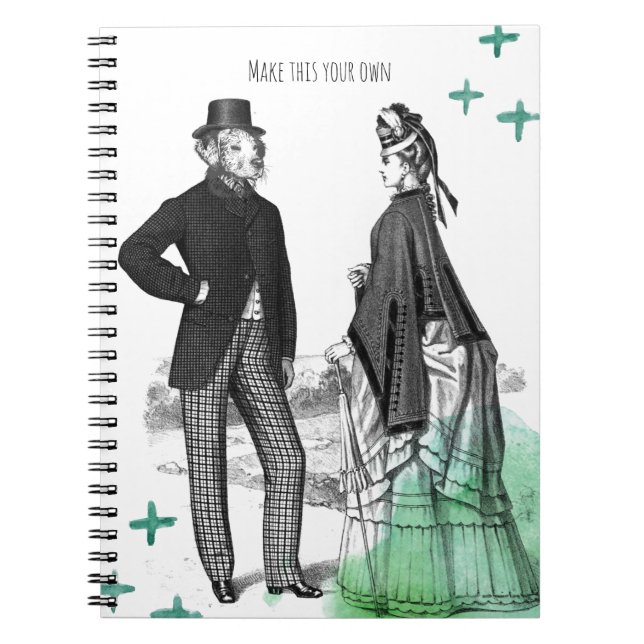 Caderno Espiral CUSTOM TEXT : Victorian Gentleman + Lady NoteBook (Frente)