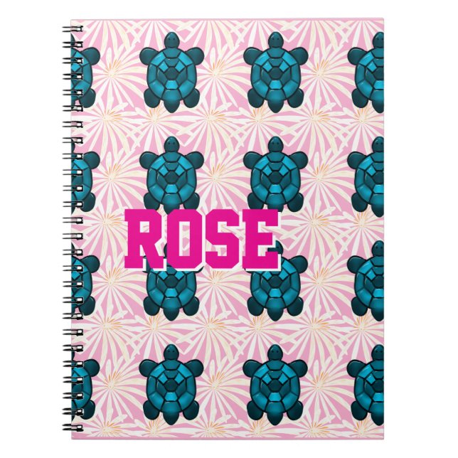 Caderno Espiral Custom Tropical Turtle Floral Pattern Seamless  (Frente)