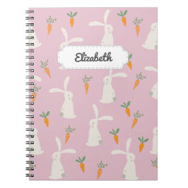 Caderno Espiral Customizable Cute Rabbit Carrot Pattern