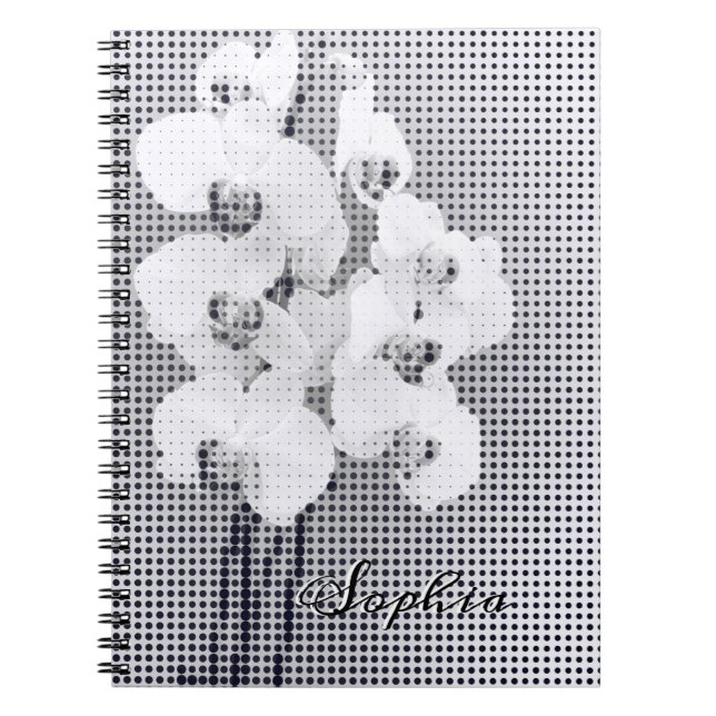 Caderno Espiral Customizable Graphic Orchid Polka Dots Pattern (Frente)