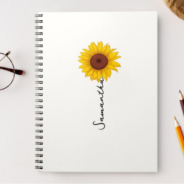 Caderno Espiral Customized minimal sunflower notebook, personalize (Criador carregado)