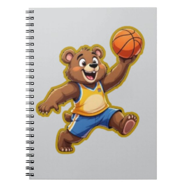 Caderno Espiral Cute 3D Teddy Bear Playing Basketball – Adorable S (Frente)