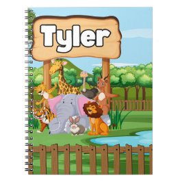 Caderno Espiral Cute Animais de Zoológico Incrível para Crianças