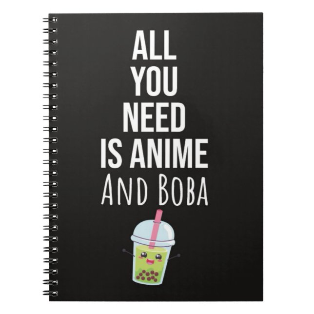 Caderno Espiral Cute Anime Boba Gifts Bubble Tea Otaku Kawaii (Frente)