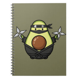 Caderno Espiral Cute Avocado Ninja Shuriken Warrior Illustration