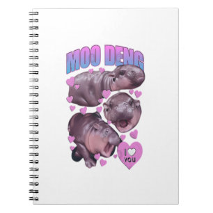 Caderno Espiral Cute Baby Hippo Moo Deng Bouncy Pig em Tailandês H