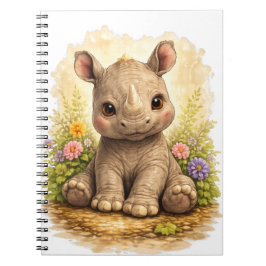 Caderno Espiral Cute Baby Rhino Spiral Notebook Kawaii