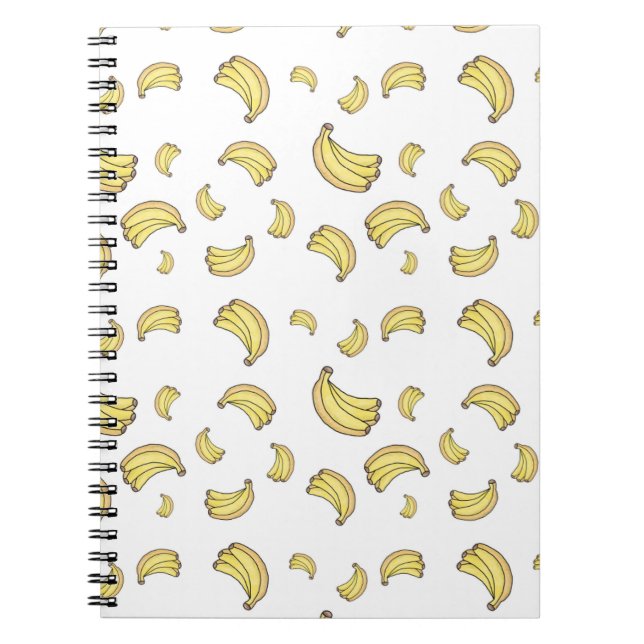 Caderno Espiral Cute Banana Pattern | Hand Drawn Banana Aesthetic  (Frente)