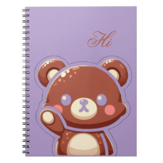 Caderno Espiral Cute Bear Spiral Notebook–Purple Teddy Bear Design